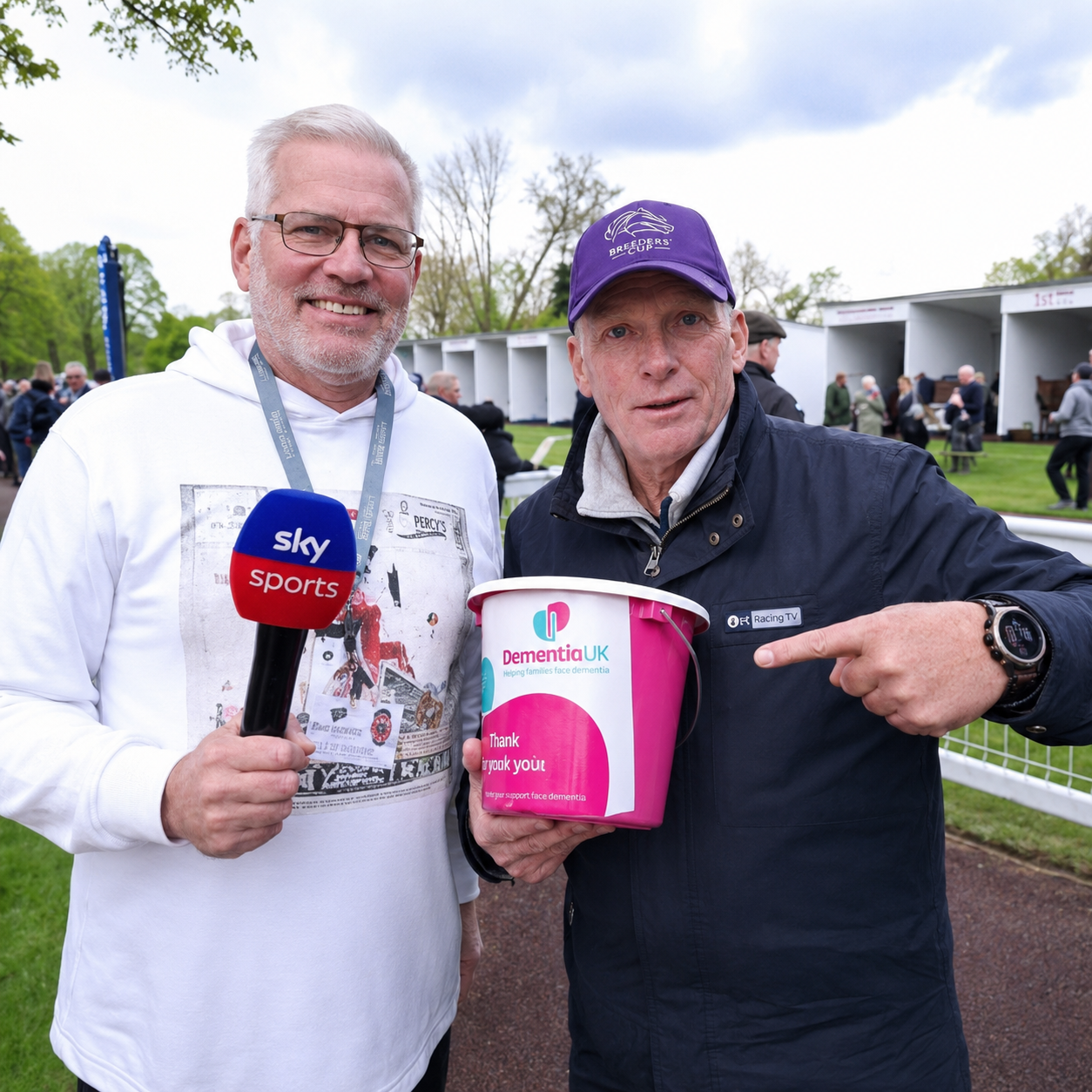 Graham Arnold collecting for Dementia UK at the races